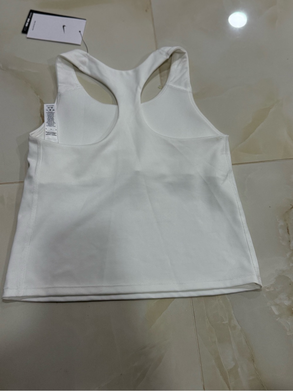 Nike White Sports Bra with Black Swoosh Tag - Picture 2 of 4
